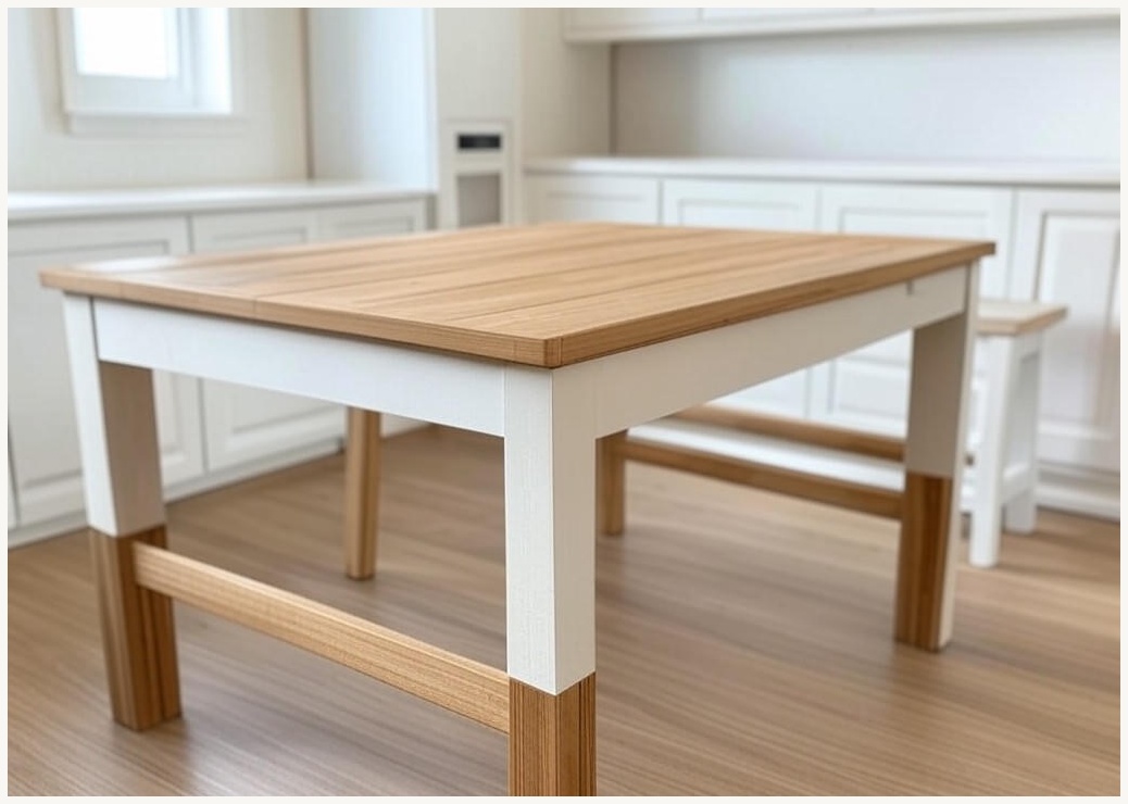 뷔이위이 주방수납장 튼튼한 주방 산반 테이블 3단 1000/1200, 화이트&우드 - 이미지 1