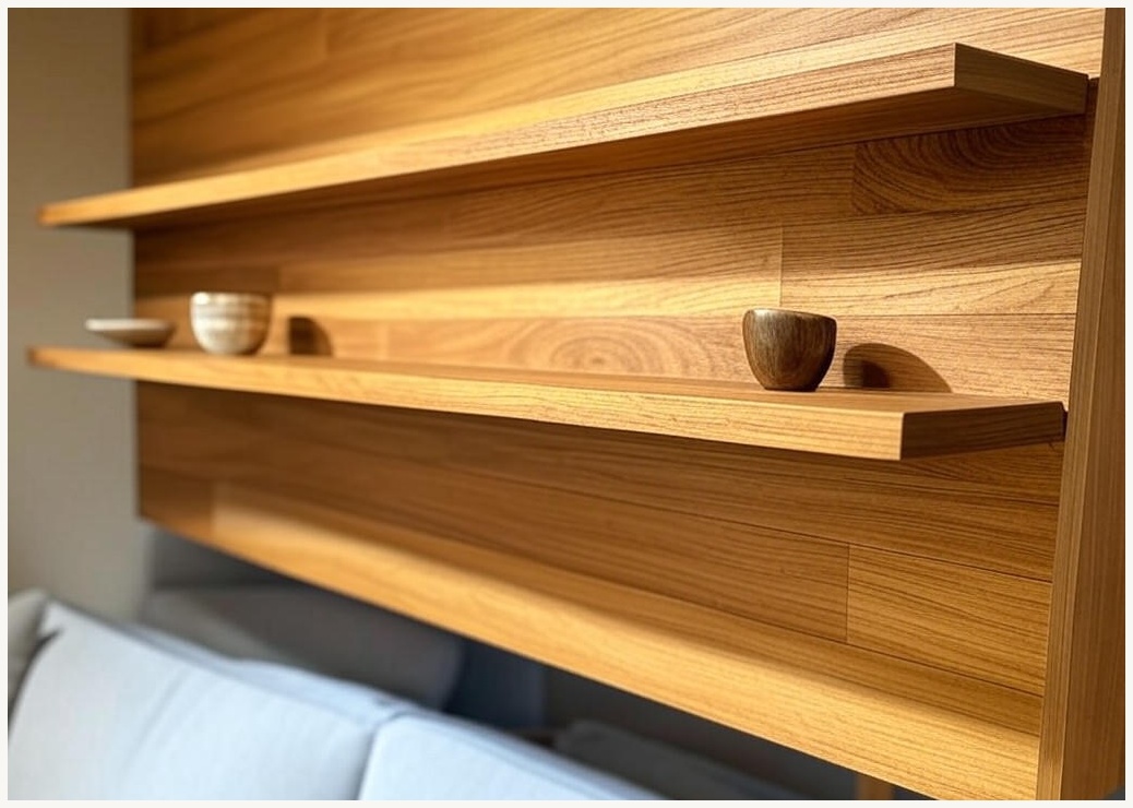 1분설치 못없는 무타공선반 인테리어 우드 벽선반, 1단, 오크우드