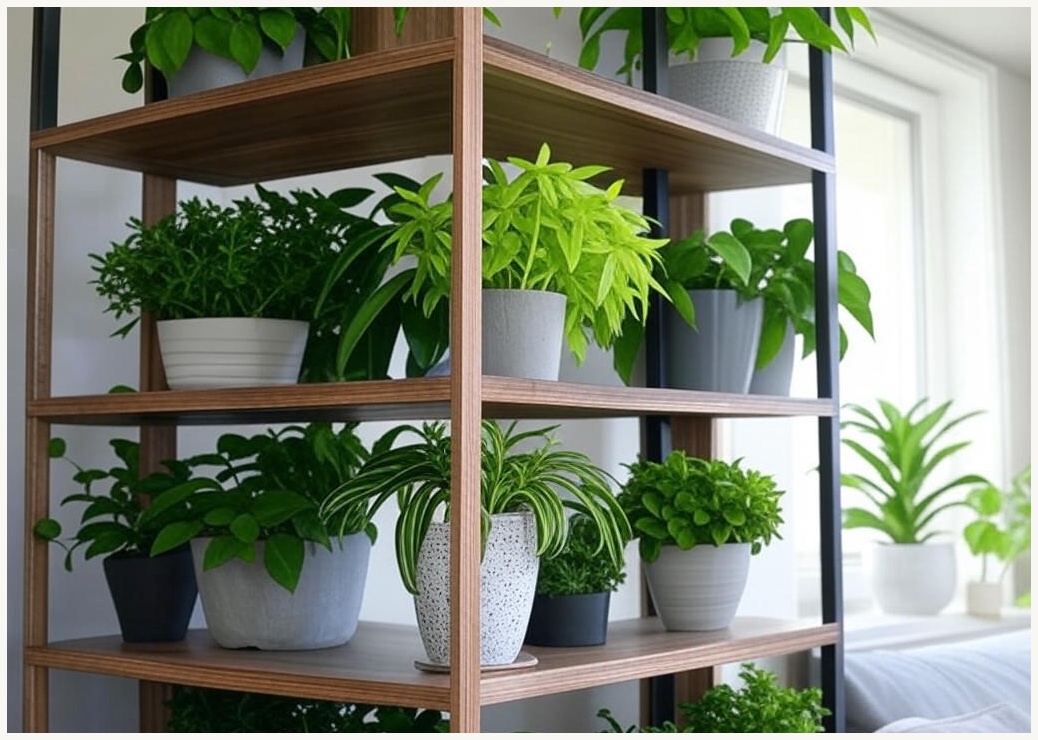 CKLIVING 화분정리대 인테리어 다용도 선반 받침대, 블랙윌넛, 4단