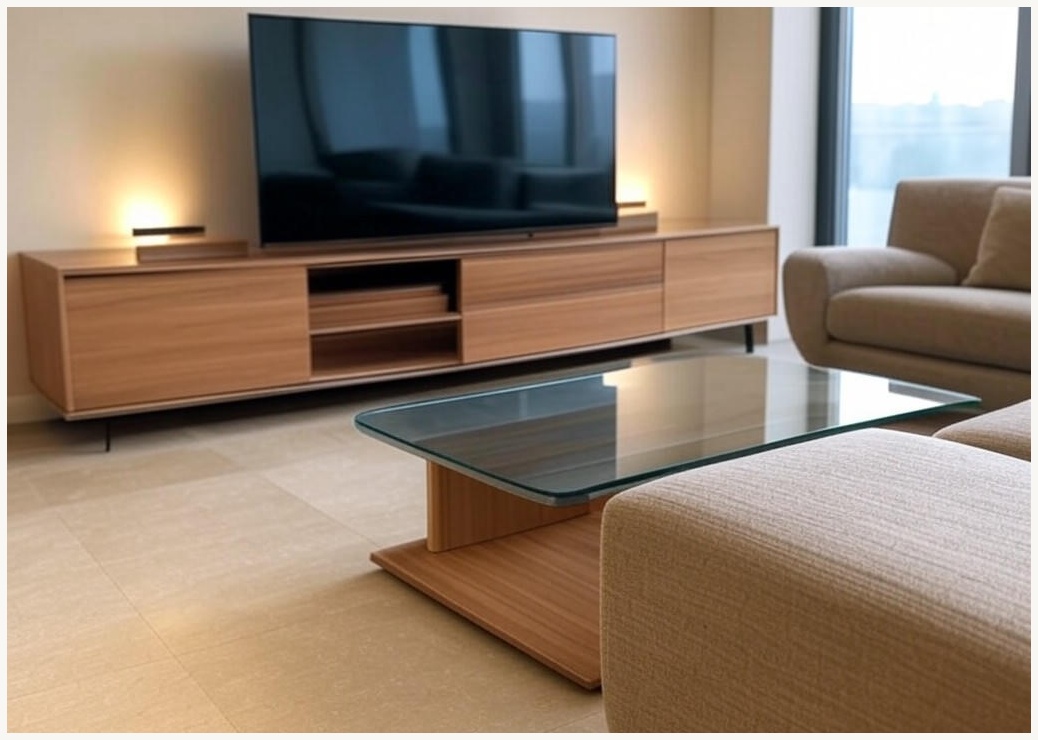 Kurua 거실장 서랍도어+도어형+오픈  TV테이블 거실장 1200 x 340 x 400 mm