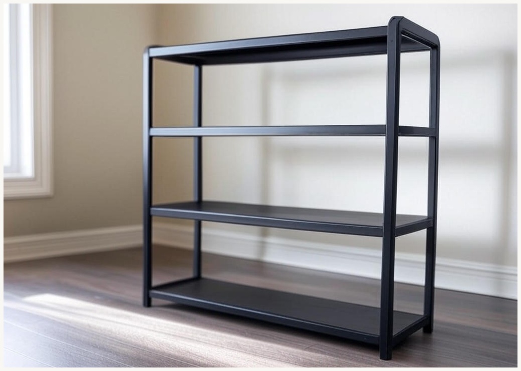 NewBoy 원터치 접이식 다용도 이동식 철제 선반, 3단, 검은색