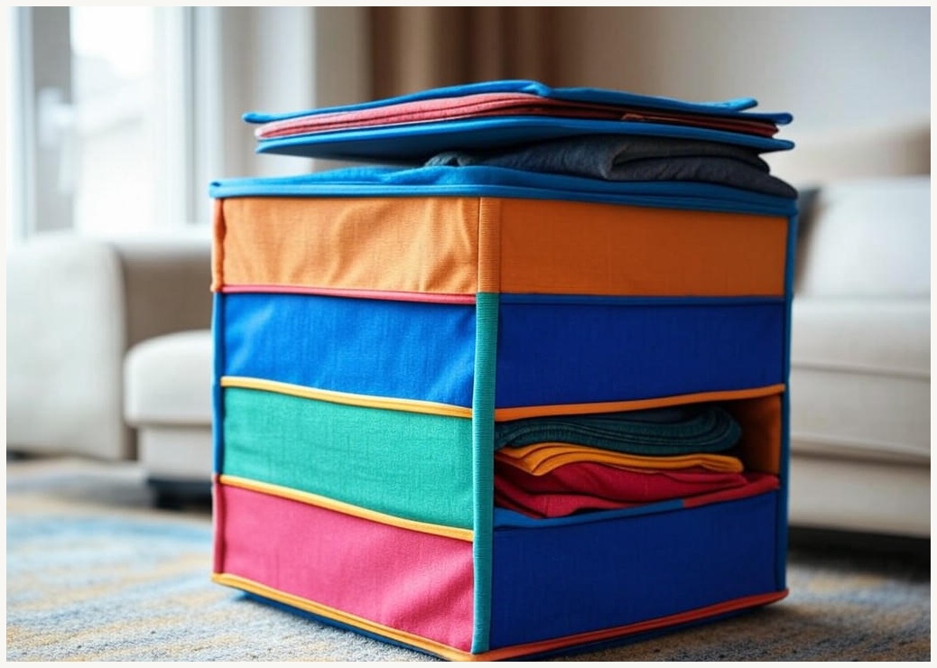 iSOJI 다용도 수납장 접이식 이동식 정리 3단 리빙박스, 색깔 섞기