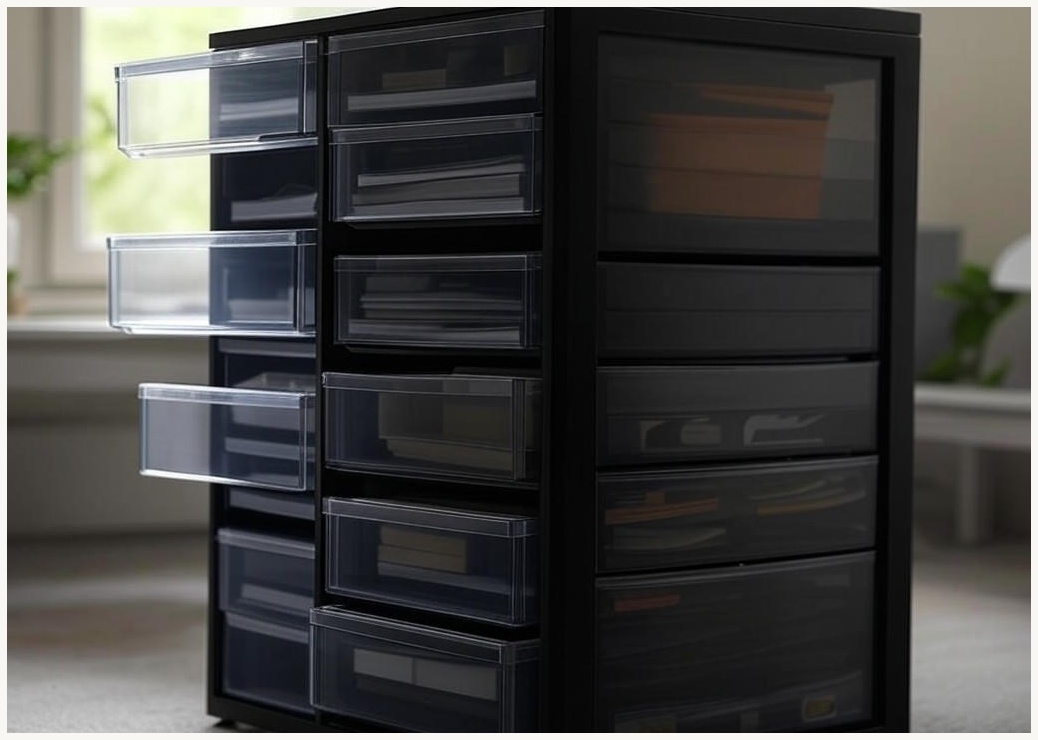 글로우베어 이동식 틈새 수납장 다용도 모듈 서랍장, 5단, 투명블랙
