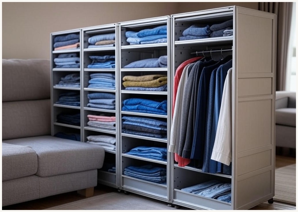 대형 이동식 접이식 수납장 PP 다용도 옷 수납장 거실 정리장 접이식 수납함, 5층 - 이미지 1