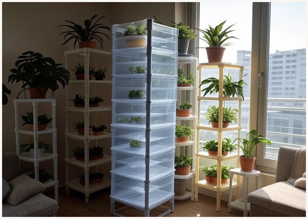 라탄 아파트 베란다 다용도실 화분 정리 화분대 3단 4단 5단 플라스틱 선반