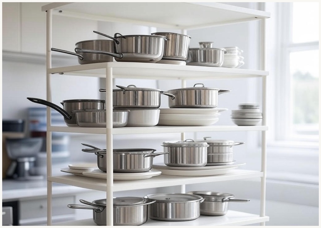 망고라이프 철제 5단 이동식 주방 선반, 5단, 화이트