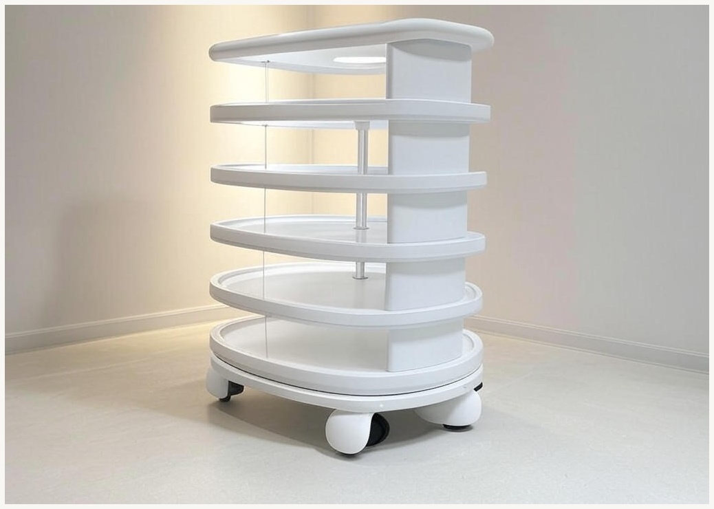 파페피 다기능 이동식 트롤리 수납함 회전형 틈새수납장, 5단, 흰색