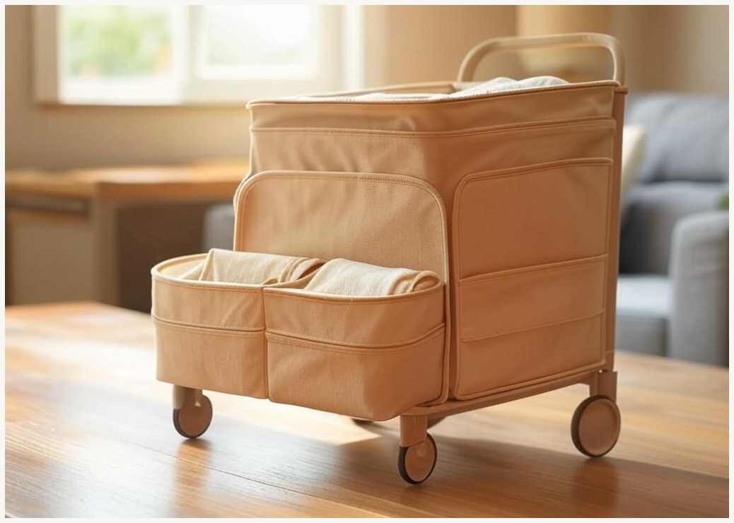 플라팜 2세대 코코맘 트롤리 3단 캡형 기저귀정리함, 웜베이지, 1개